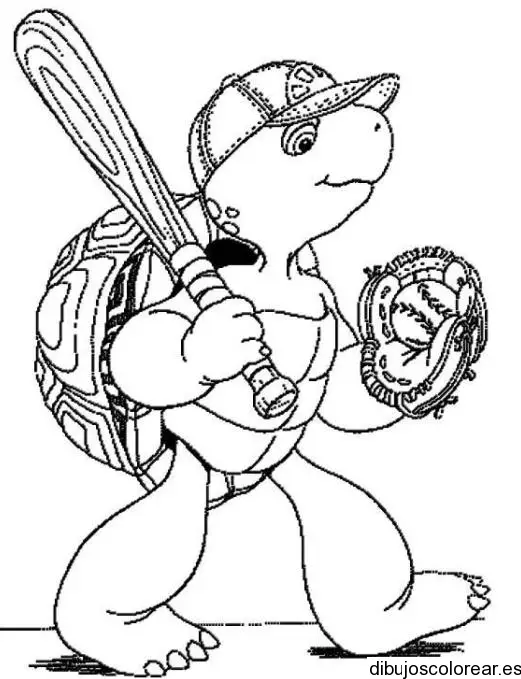 Dibujo de Tortuga jugando beisbol
