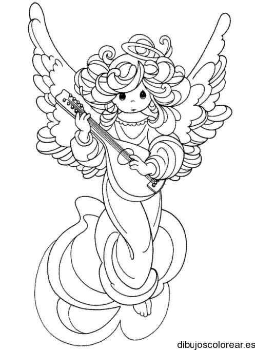 Dibujo de un ángel con una guitarra