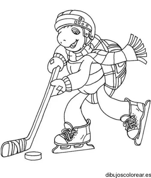 Dibujo de tortuga jugando hockey