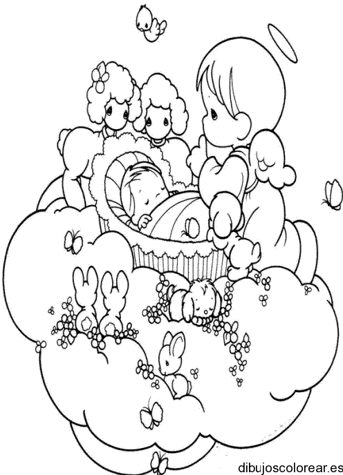 Dibujo de un ángel y un bebé