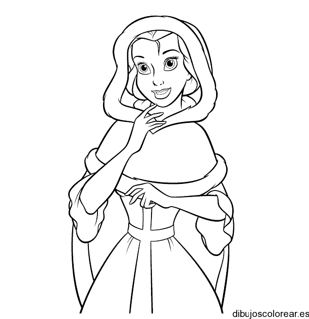 Dibujo de Bella con una capucha
