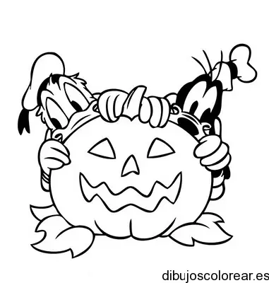 Dibujo de Halloween Donald y Tribilín