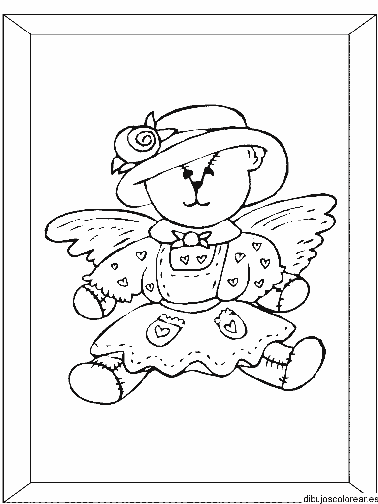 Dibujo de un oso con sombrero en un marco