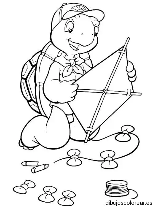 Dibujo de una tortuga y una cometa