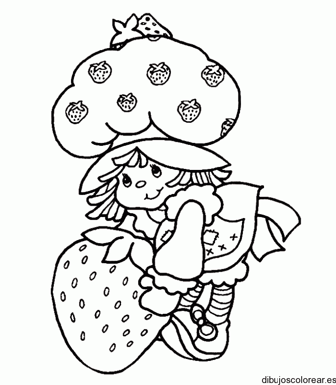 Dibujo de Rosita Fresita con un fresón