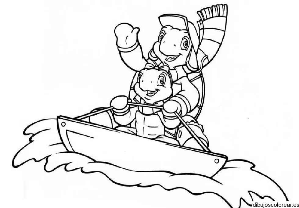 Dibujo de tortugas en alta mar
