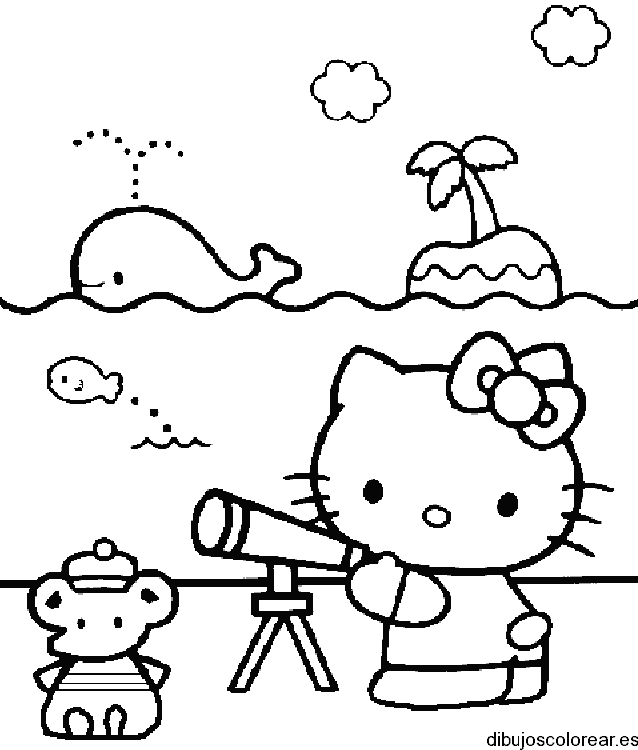 Dibujo de Hello Kitty viendo el mar