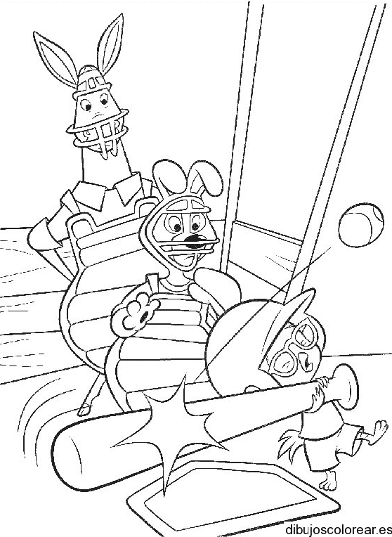 Dibujo de pollito bateando