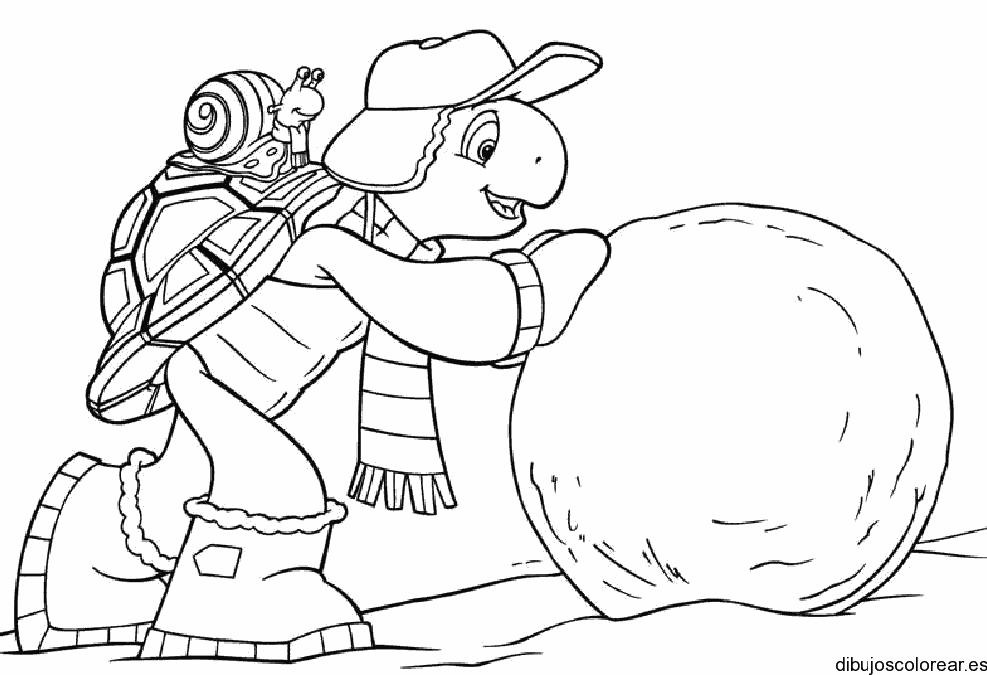 Dibujo de tortuga con un caracol