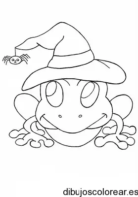 Dibujo de Halloween un sapo con sombrero