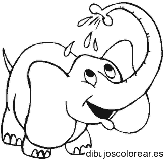 Dibujo de un elefante que se baña