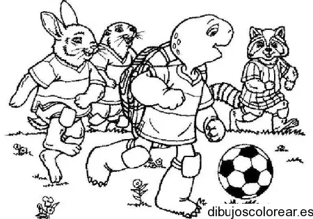 Dibujo de tortugas jugando fútbol