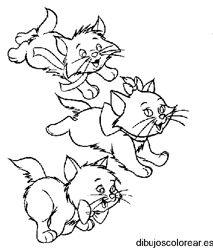 Dibujo de tres gatitos jugando
