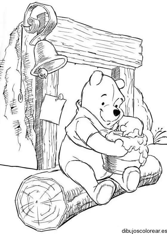 Dibujo de Winnie Poh con un tarrito