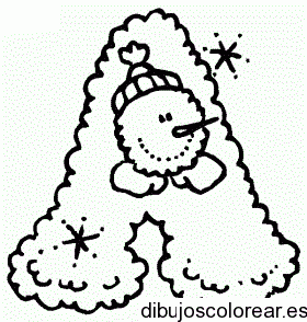 Dibujo de una letra A y hombre de nieve
