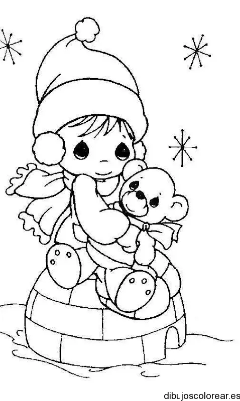 Dibujo de una niña y un osito