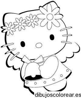Dibujo de Hello Kitty vestida de ángel