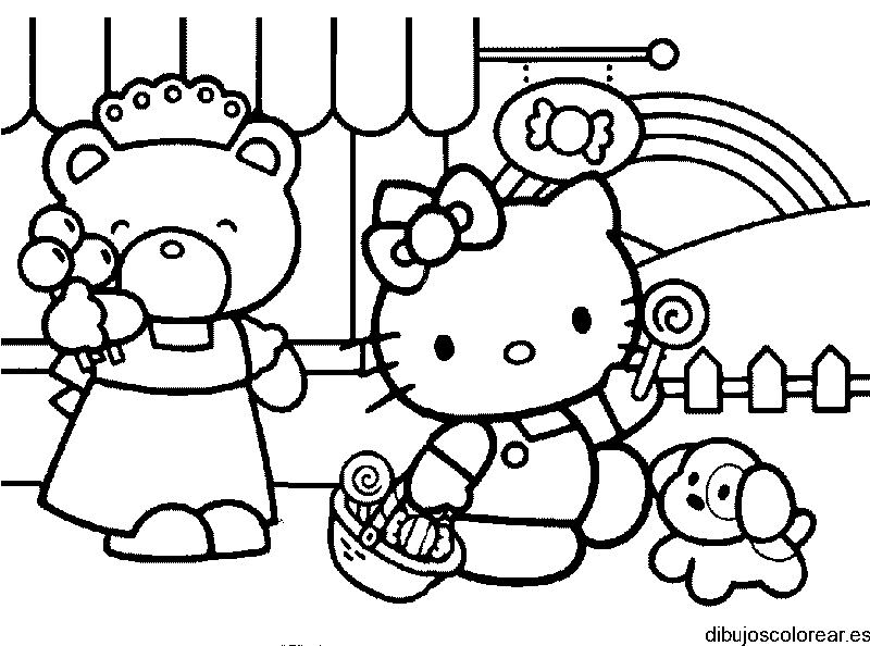 Dibujo de Hello Kitty y un perro
