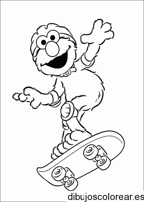 Dibujo de Elmo en un monopatín