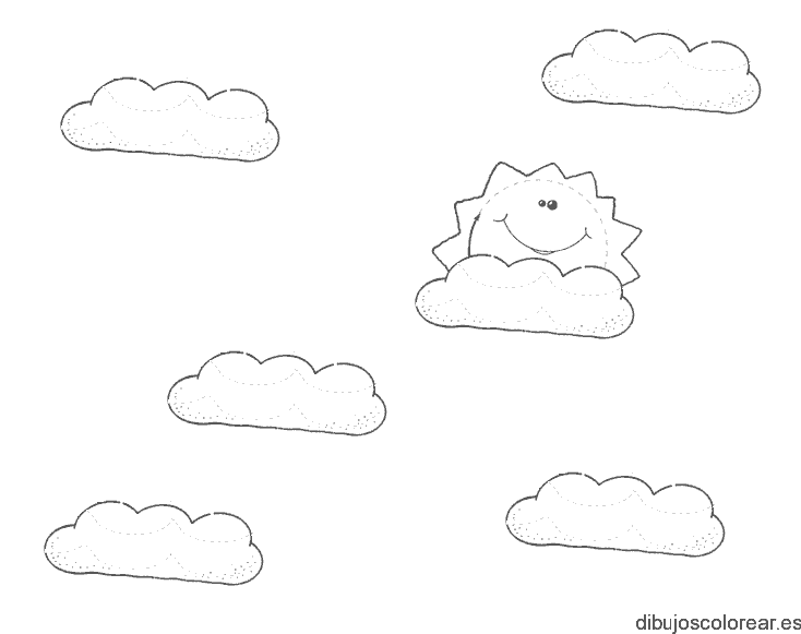Dibujo del sol entre nubes