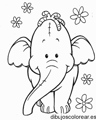 Dibujo de un elefante con flores