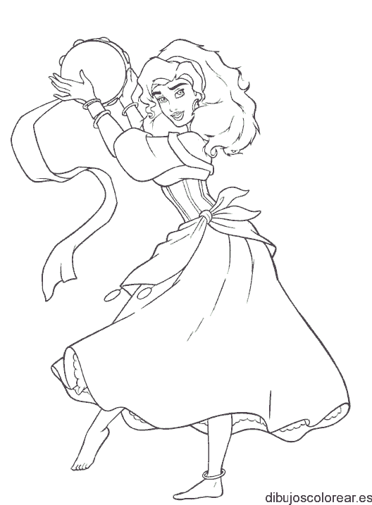 Dibujo de Esmeralda con la pandereta
