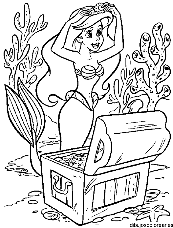 Dibujo de Ariel en el cofre del tesoro