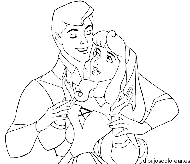 Dibujo de Aurora y su príncipe