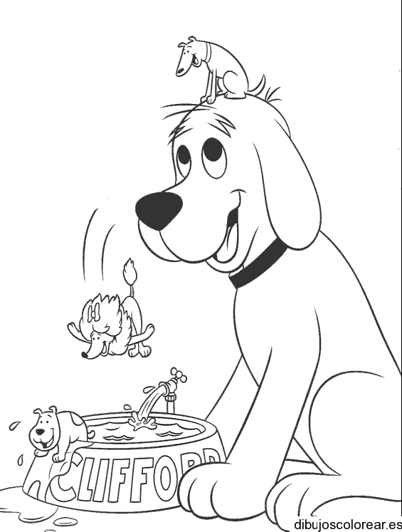 Dibujo de Clifford comiendo