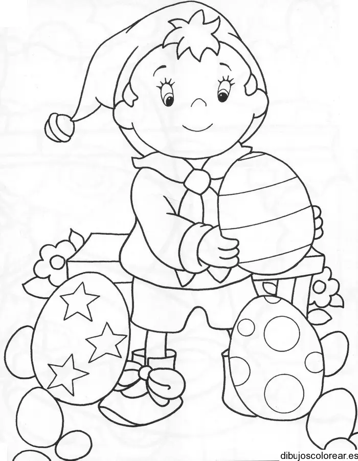 Dibujo de niño con huevos de pascua