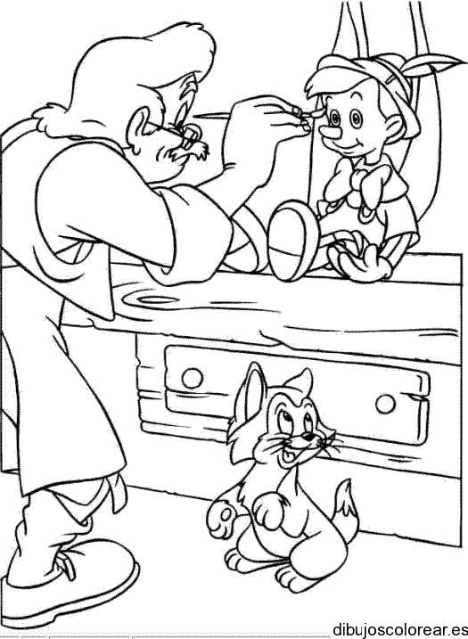 Dibujo de Pinocho y Gepetto