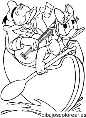 Dibujo de Daisy y Donald paseando en barco