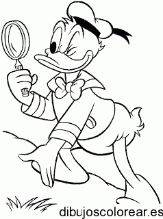 Dibujo de Pato Donald con lupa