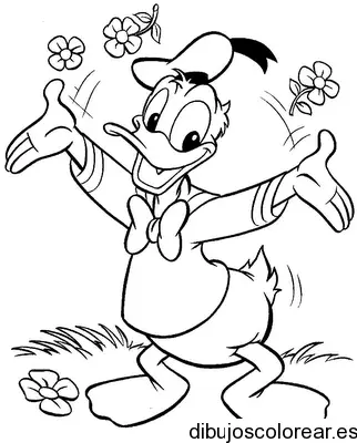 Dibujo de Donald lanzando flores