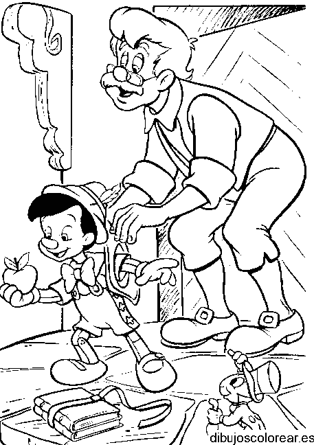 Dibujo de Pinocho camino a la escuela