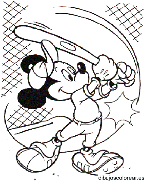 Dibujo de Mickey Mouse jugando baseball