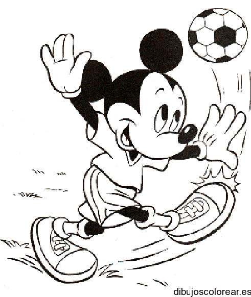 Dibujo de Mickey Mouse jugando fútbol