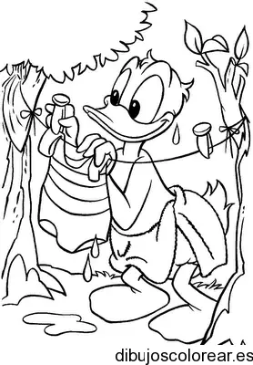 Dibujo de Donald lavando ropa