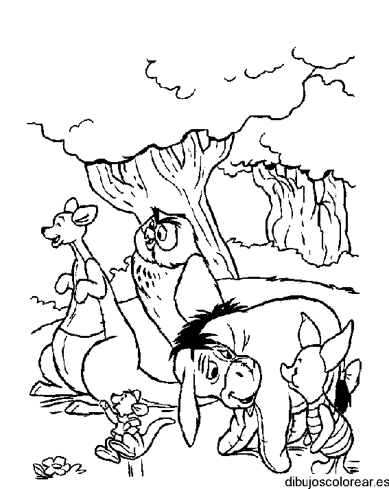 Dibujo de los amigos de Winnie Poh en el bosque
