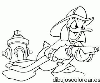 Dibujo de Pato Donald bombero