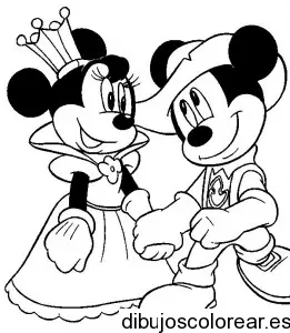 Dibujo de Mickey y Minnie de princesa