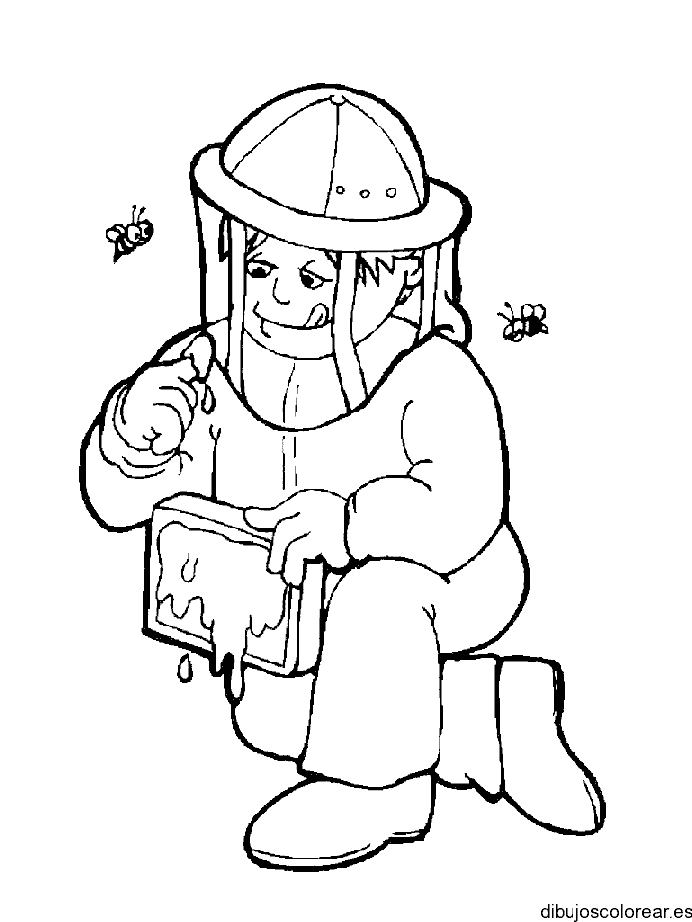 Dibujo de un hombre y abejas