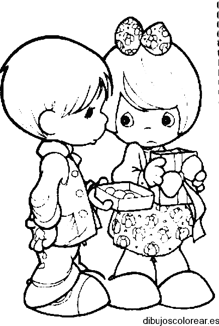 Dibujo de niños con regalo