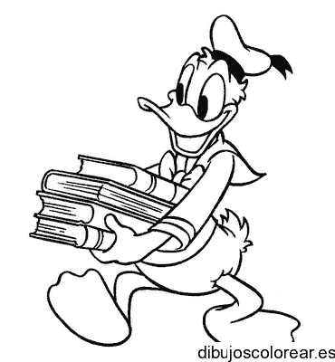 Dibujo de Donald con libros