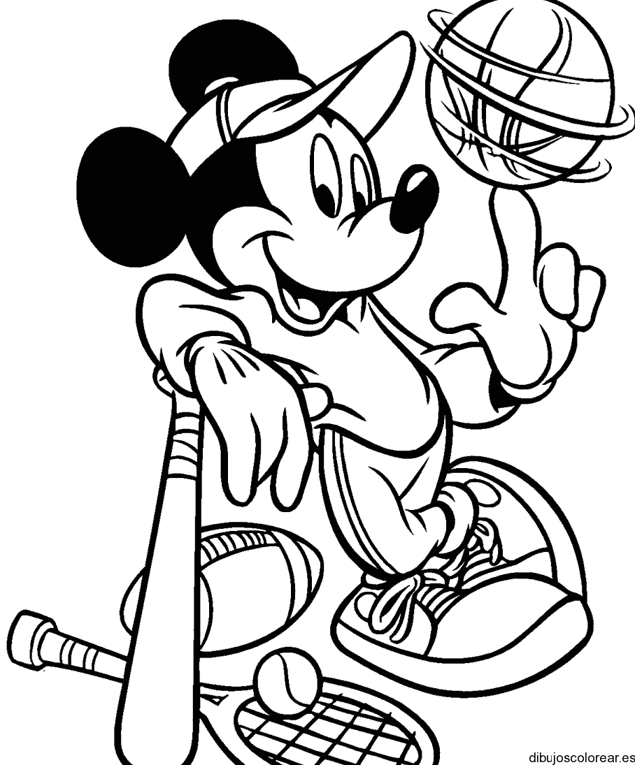 Dibujo de Mickey con un balón
