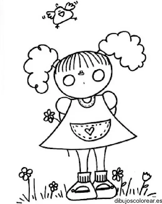 Dibujo de niña con coletas