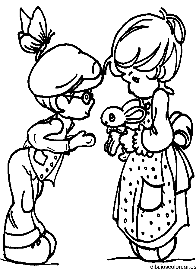 Dibujo de niños y un conejo