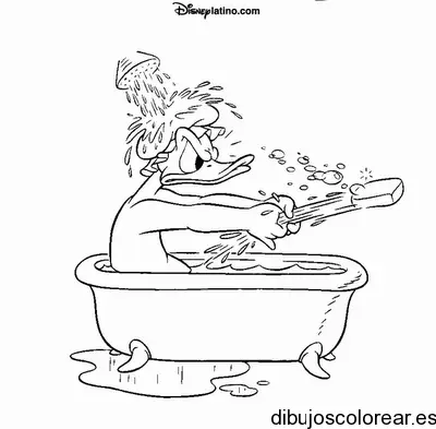 Dibujo de Donald en la tina