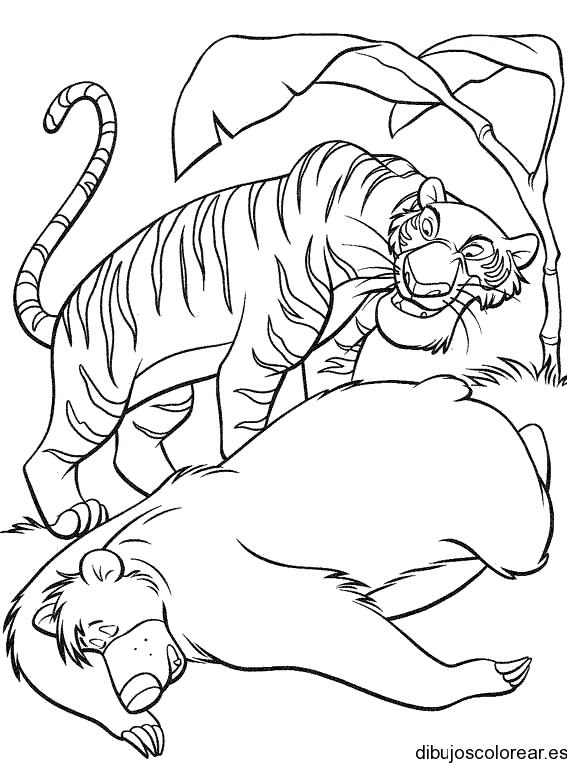 Dibujo de un tigre y un oso