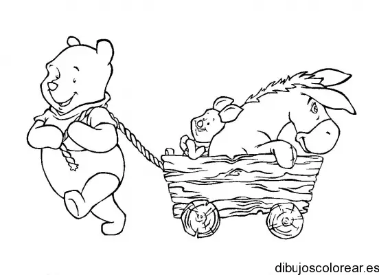 Dibujo de Winnie Poh con Igor y Tigger